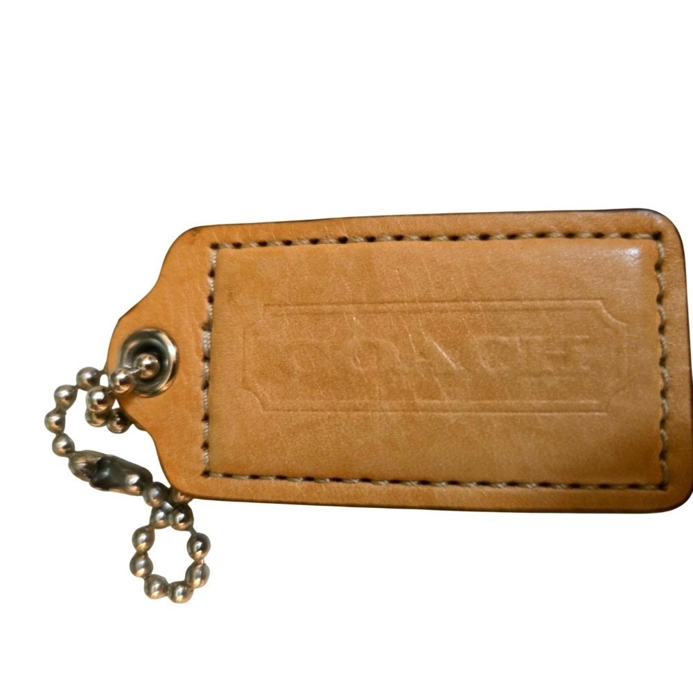 Coach‎ Tan Leather Keychain Purse Tag